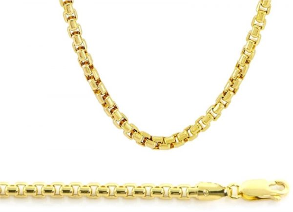 24" Venetian Round Box Link Chain 10KT/3.5MM