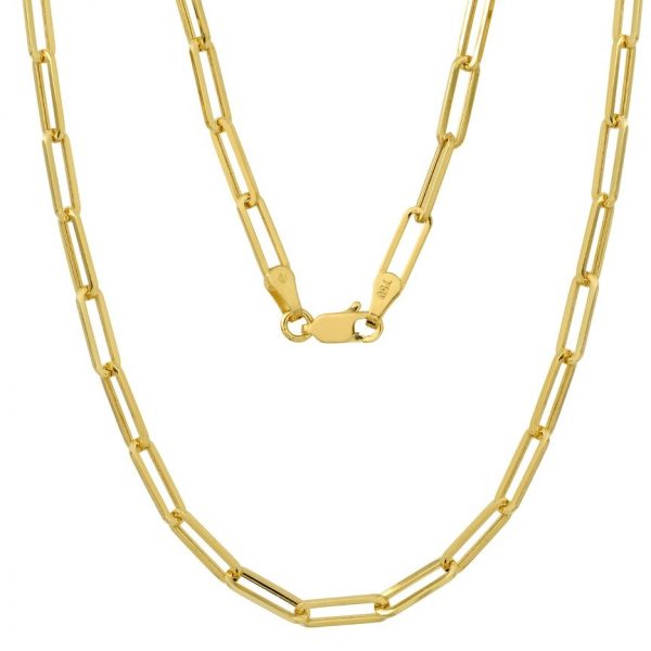 20" Paper Clip Solid Link Chain Italian 10KT/2.2MM