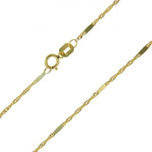 18" Fine Singapore Link with Flat Bar Stations Chain Italian 10KT/1MM