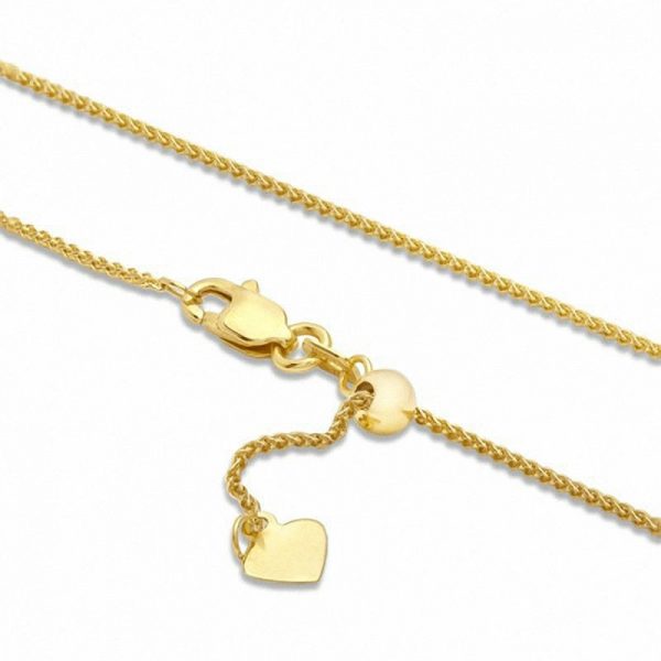 22" Adjustable Wheat Link Chain 10KT/1MM