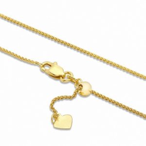 22" Adjustable Wheat Link Chain 10KT/1MM