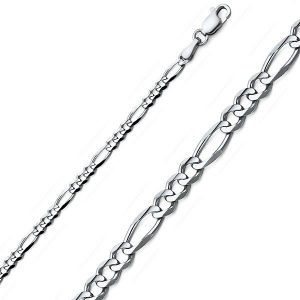 22" Concave Figaro Link Chain Italian 10KT WG/2.2MM