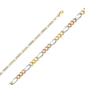 18" D.Cut Figaro Link Chain Italian 10KT TC/2.2MM