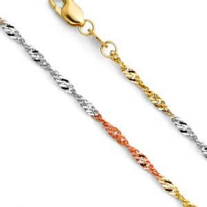 18" Singapore Link Chain Italian 10KT TC/2.25MM
