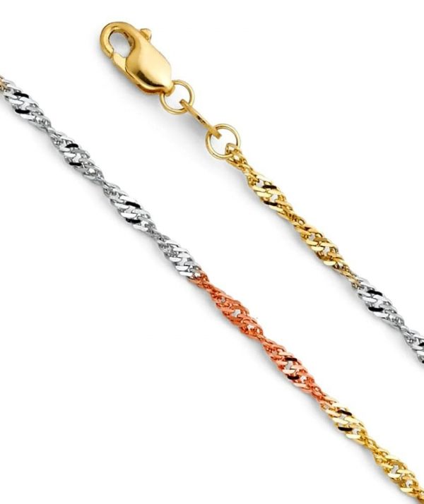 18" Singapore Link Chain Italian 10KT TC/2.25MM