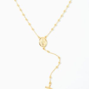 2MM Bead Baby Rosary with Tube Cross Adjustable 16-20" Italian 10KT