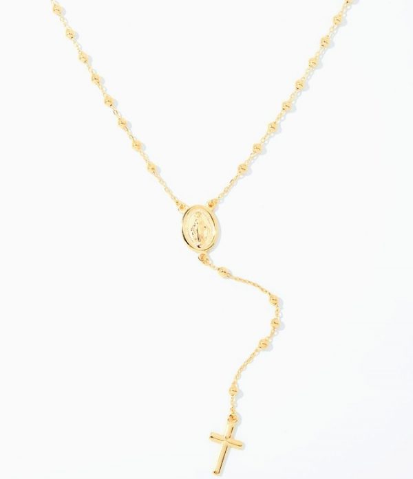 2MM Bead Baby Rosary with Tube Cross Adjust 16-20"  Italian 10KT