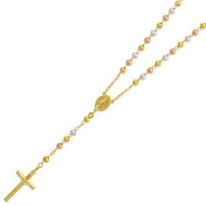 2.5MM D.Cut Bead Rosary with Tube Crucifix 18-22" Italian 10KT TC