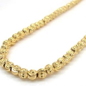 22" D.Cut Moon Bead Chain Italian 10KT/4MM