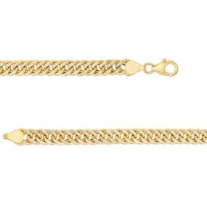 24" D.Cut Concave Double Curb Solid Link Chain Italian 10KT TT/4MM