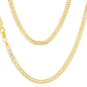 24" D.Cut Concave Double Curb Solid Link Chain Italian 10KT TT/5MM