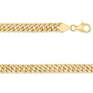 7.5" Double Curb Link Bracelet Italian 10KT TT/3MM