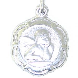 Round Fancy Baby Angel Pendant 10KT WG/17MM     *CLEARANCE-FINAL SALE*