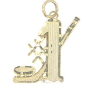 #1 Hockey & Puck Pendant 10KT  *CLEARANCE-FINAL SALE*