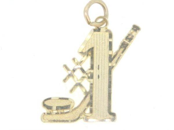 #1 Hockey & Puck Pendant 10KT  *CLEARANCE-FINAL SALE*