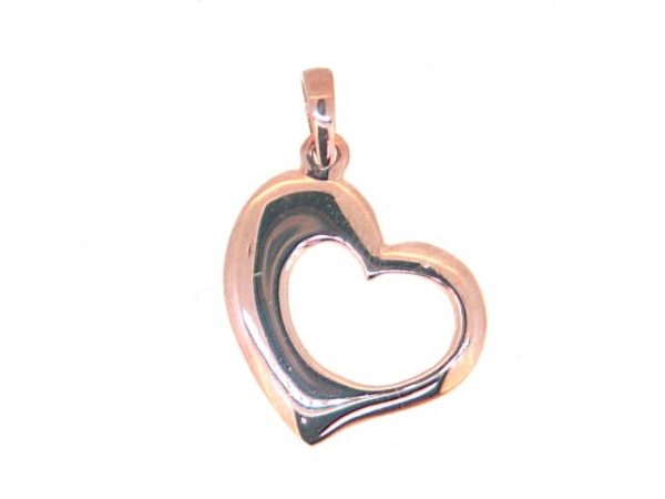 Modern Shape Open Dangle Heart Pendant 10KT PK/16MM     **CLEARANCE-FINAL SALE**