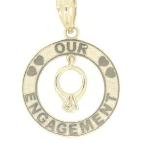 Our Engagement  Dangling Ring Medallion Pendant 10KT  *CLEARANCE- FINAL SALE*