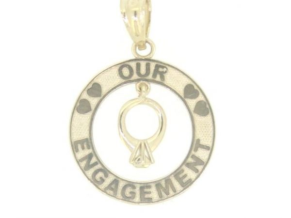 Our Engagement  Dangling Ring Medallion Pendant 10KT  *CLEARANCE- FINAL SALE*