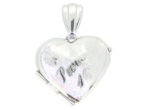 Sweet 16  Engraved Heart Locket 10KT WG/16MM      *CLEARANCE- FINAL SALE*