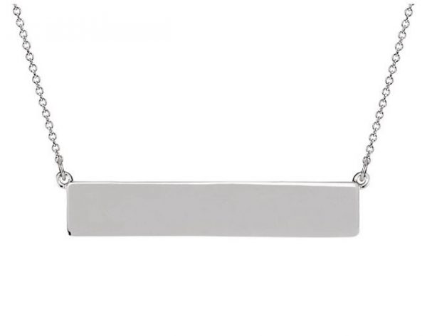 High Polish Bar Necklace 10KT WG   *Engravable   *CLEARANCE-FINAL SALE*