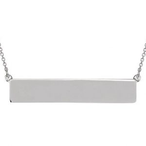 High Polish Bar Necklace 10KT WG   *Engravable   *CLEARANCE-FINAL SALE*