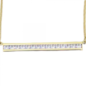 Cubic Zirconia/Reversible Bar Necklace 10KT    *CLEARANCE-FINAL SALE*