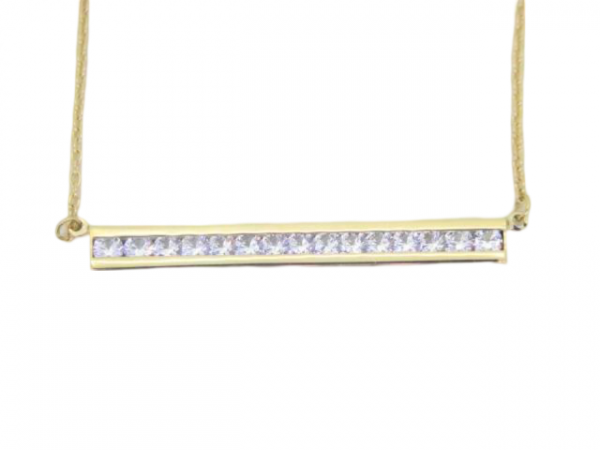 Cubic Zirconia/Reversible Bar Necklace 10KT    *CLEARANCE-FINAL SALE*