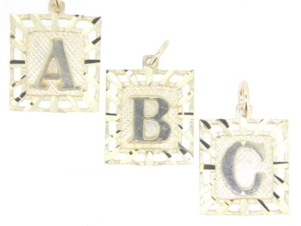 P Initial D.Cut Square Frame Initial Pendant 10KT   *CLEARANCE-FINAL SALE*