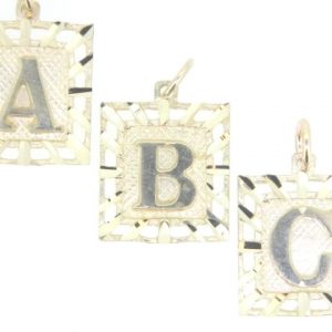 P Initial D.Cut Square Frame Initial Pendant 10KT   *CLEARANCE-FINAL SALE*