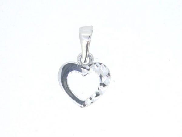 Small D.Cut & High Polish Heart Pendant 10KT WG/9MM   *CLEARANCE-FINAL SALE*