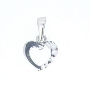 Small D.Cut & High Polish Heart Pendant 10KT WG/9MM  *CLEARANCE- FINAL SALE*