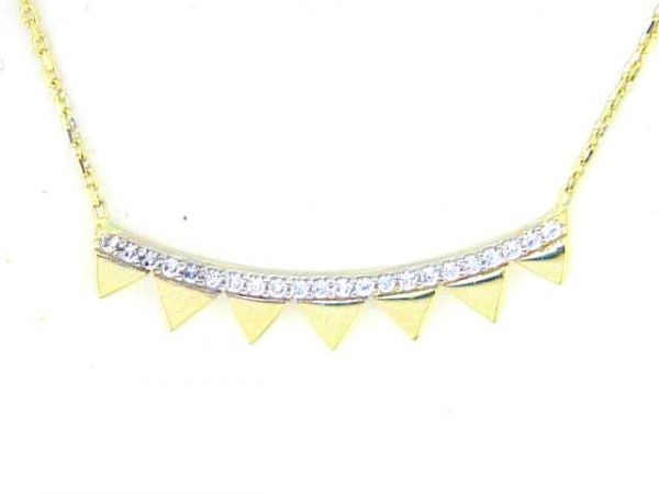 Cubic Zirconia Triangle Bar Necklace 10KT    *CLEARANCE-FINAL SALE*
