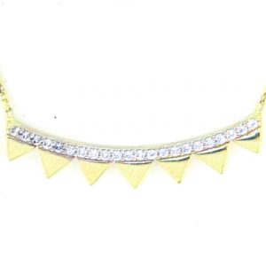 Cubic Zirconia Triangle Bar Necklace 10KT    *CLEARANCE-FINAL SALE*