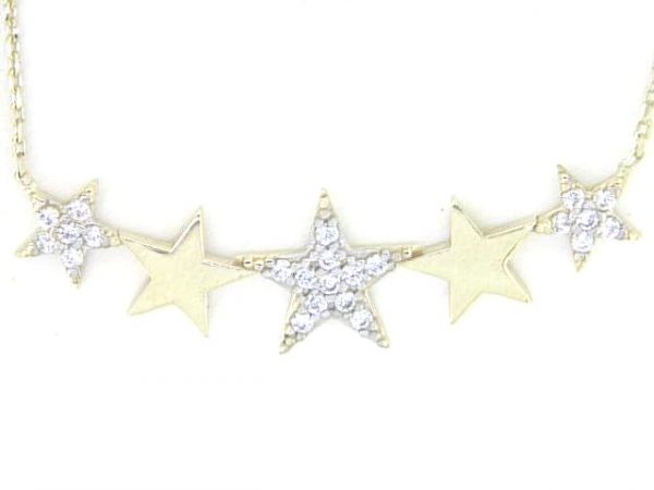 Cubic Zirconia Multi Star Necklace 10KT     *CLEARANCE-FINAL SALE*