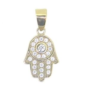 Hamsa with Cubic Zirconia Pave Pendant 10KT/14MM     *CLEARANCE-FINAL SALE*