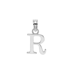 R Initial Block Pendant10KT WG/10MM