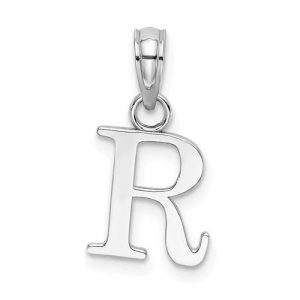 R Initial Block Pendant10KT WG/10MM