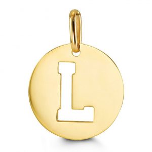 L Initial Cutout Disc Pendant 10KT   *CLEARANCE-FINAL SALE*
