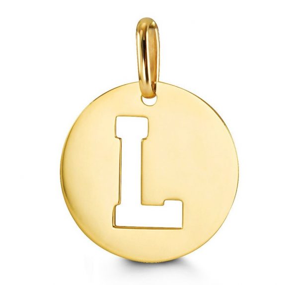 L Initial Cutout Disc Pendant 10KT   *CLEARANCE-FINAL SALE*
