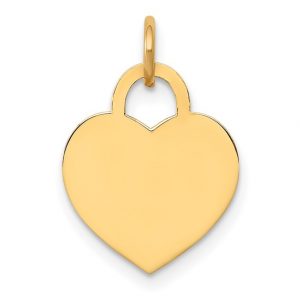 Heart Disc Engravable Lock Design Pendant 10KT/14MM