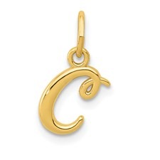 C Initial Lower Case Script Pendant 14KT/9MM