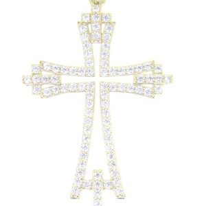 Open Frame Fancy Cross with Cubic Zirconia Pendant 10KT/50MM    *CLEARANCE-FINAL SALE*