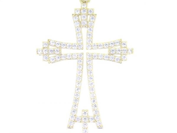 Open Frame Fancy Cross with Cubic Zirconia Pendant 10KT/50MM    *CLEARANCE-FINAL SALE*
