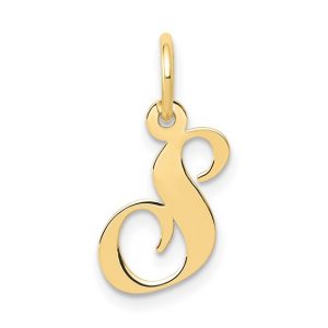 S Script Initial Pendant 10KT/16MM