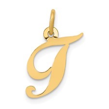 T Script Initial Pendant 10KT/16MM