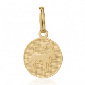Aries Zodiac Round Disc Pendant Engravable 10KT 12MM/Aries