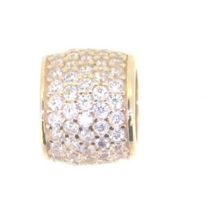 Cubic Zirconia Pave Cylinder Slider Pendant 10KT PK/7MM   *CLEARANCE-FINAL SALE*