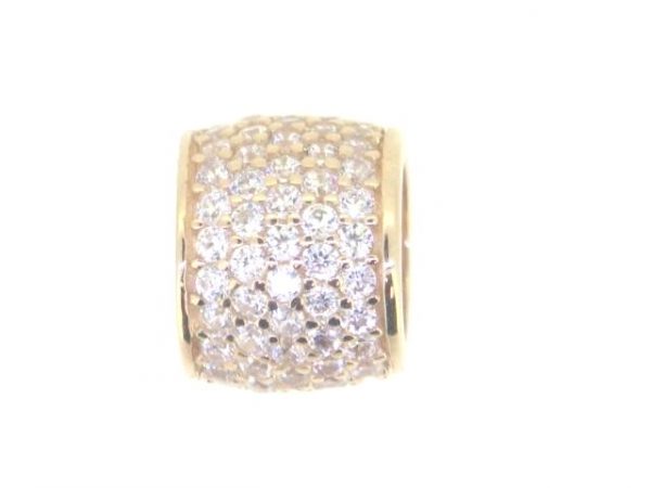 Cubic Zirconia Pave Cylinder Slider Pendant 10KT PK/7MM   *CLEARANCE-FINAL SALE*