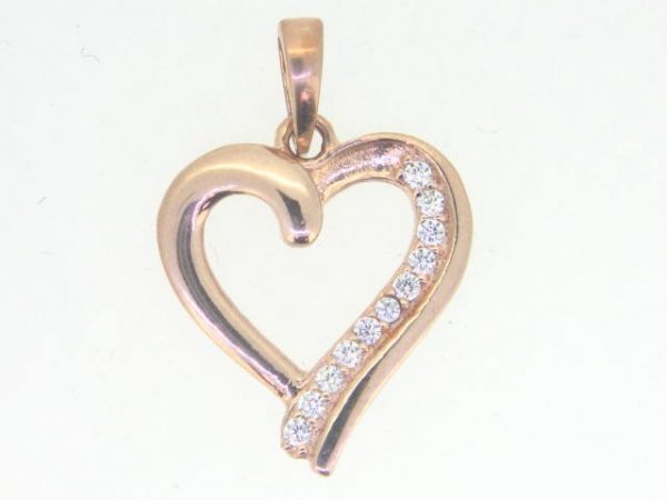 Cubic Zirconia Heart Pendant 10KT PK/15MM