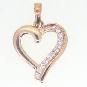 Cubic Zirconia Heart Pendant 10KT PK/15MM